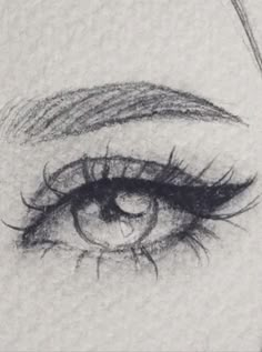 a drawing of an eye with long lashes