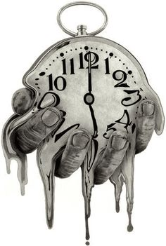 an artistic clock with dripping paint on it