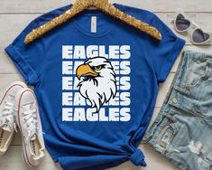 Eagle Mascot Shirt, Eagles Game Day Shirt,  Eagles School Shirt Middle School Shirts Designs, Elementary School Spirit Shirts, School Sports Shirts, School Tshirt Designs, Basketball Shirt Designs, School Spirit Shirts Designs, Eagle Mascot, School Shirt Designs, School Spirit Wear