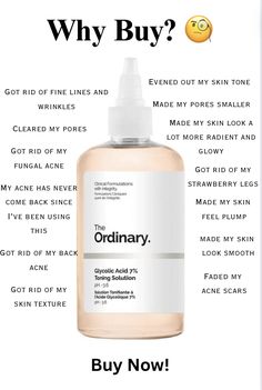 ✨ Reveal a brighter, smoother complexion with The Ordinary Glycolic Acid 7% Toning Solution! 🌟  This powerful toner uses 7% glycolic acid to gently exfoliate and improve skin texture, promoting a more radiant and even skin tone. Perfect for tackling dullness, fine lines, and uneven texture, this solution is a must-have for glowing, refreshed skin.  🍃 Suitable for all skin types, this toner also contains soothing ingredients like aloe vera, ginseng, and Tasmanian pepperberry to minimize irritation and enhance your skin's natural glow.  🔍 Click to transform your skincare routine and uncover the benefits of The Ordinary's Glycolic Acid 7% Toning Solution today! The Ordinary Skincare For Glowing Skin, The Ordinary Best Products, Ordinary Skincare Toner, The Ordinary Glycolic Acid 7% Toning Solution, Ordinary Glycolic Acid Uses, Best Toner For Normal Skin, Skincare For Even Skin Tone, How To Use The Ordinary Glycolic Acid, How To Have Brighter Skin