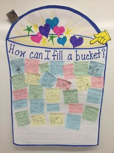 a bulletin board with writing on it that says how can i fill a bucket?