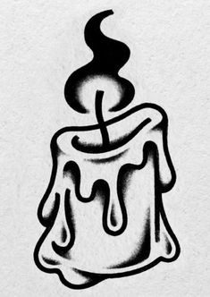 a black and white drawing of a candle