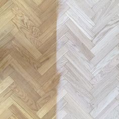 a wooden floor with white and brown paint