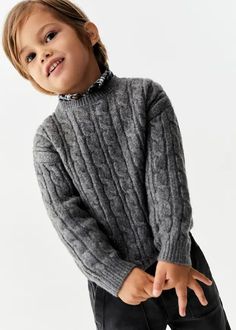 Knitted braided sweater - Girls | Mango Kids USA Boys Cardigans, Cable Knit Jumper, Mango Kids, Fall Kids, Printed Cardigan, Kids Sweater, Girls Sweaters, Knit Jumper, Snug Fit