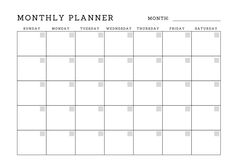 Black & White Minimal Monthly Planner - Templ Study Planner Printable Free, Weekly Planner Free Printable, Month Planner, Simple Planner, Monthly Planner Printable, Weekly Planner Template