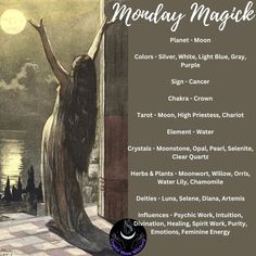 Monday Moon Day, Monday Candle Magick, Monday Spellwork, Monday Magickal Correspondences, Monday Witchcraft, Monday Correspondences, Monday Spells, Priestess Initiation