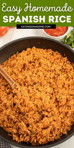 an easy homemade spanish rice recipe in a skillet