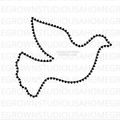 a black and white image of a bird with dots on it's wings, in the shape of a heart