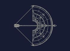 a drawing of a compass with an arrow in the center on a dark background illustration