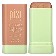 A touch of sun kissed glow looks amazing on everyone!Wear the healthy hue of a sun-kissed complexion all year! Our hint of tint, easy to use sticks, are perfect for cheeks and lips. Just one swipe and you are good to glow! Contains fruit extracts for super antioxidant protection. Use on bare skin or on top of foundation. Pixi Stick Bronzer, Bronzing Stick, Pixi Bronzer, Pixi Makeup, Pixi Products, Pixi On The Glow Bronze, Pixie On The Glow Blush, Pixi On The Glow, Pixi Beauty Makeup