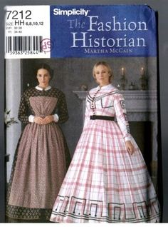 Simplicity 7212 Victorian / Civil War Dress Gown Pattern Uncut Size 6 8 10 12 | eBay Simplicity Fashion, Women's Sewing Pattern, Ladies Day Dresses, Simplicity Dress, Costume Sewing Patterns, Gown Pattern, Costume Patterns, Old Fashion, Historical Costume