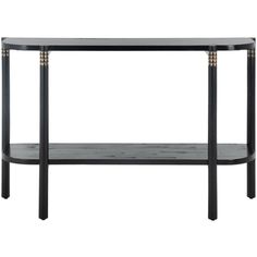 a black and gold console table with two shelves