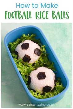 how to make football rice balls with lettuce and black olives on top