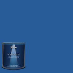 a white paint can with a blue lid