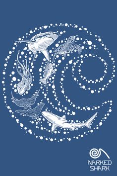 an image of some animals swimming in the water with circles around them that say narved spirit