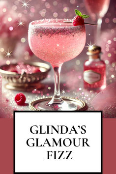 ginda's glamour fizz cocktail with raspberries on the rim