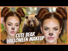 Easy Bear Makeup Halloween, Teddy Bear Make Up Halloween, Halloween Bear Makeup, Brown Bear Makeup, Bear Make Up Halloween, Teddy Bear Makeup Look, Teddy Bear Costume Diy, Cute Bear Makeup, Teddy Bear Makeup Halloween