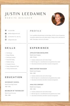 a professional resume template with an image on the front and back cover, in white