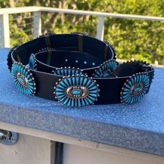 Beautiful Condition. 12 Piece Including The Buckle. I Am Open To Offers. Turquoise Belt, Silver Turquoise, Turquoise Sterling Silver, Black Blue, Native American, Blue Black, Buckle, Turquoise, Women Accessories