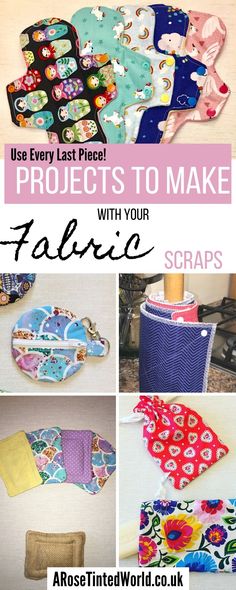 many different items are shown with the words projects to make fabric scraps on them