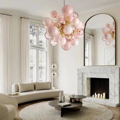 Neve Glass Bubble Chandelier  Seus Lighting Designer Hanging Lights, Glass Bubble Chandelier, Lighting Makeover, Pink Chandelier, Glass Chandeliers, Art Deco Pink, Bubble Chandelier, Glass Bubble, White Chandelier