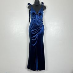 Nwt Lulus S Stately Sweetie Royal Blue Velvet Velour Bustier Tie-Strap Maxi Dress Size S Bust 15" Pit To Pit Laid Flat Waist 13.25" Length 54.5" Shoulder To Hem * Bust: Great For Any Cup Size. * Waist: Fitted - Very Fitted At Natural Waist. * Hip: Loosely Fitted. * Undergarments: May Be Worn With Petals [Https://Www.Lulus.Com/Categories/1866_2170/Bras-And-Petals.Html], Or No Bra. * Fabric: Fabric Is Very Stretchy. * Length: Floor Length. Size M Measures Approximately 54" From Adjustable Straps T Blue Formal Dress With Adjustable Straps, Blue Satin Dress With Adjustable Straps, Tropical Print Maxi Dress, Rouched Dress, Pink Floral Maxi Dress, Backless Maxi Dresses, Pleated Maxi Dress, Maxi Dress Formal, Pleated Maxi