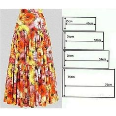 the size and measurements of a women's sunflower print pleaed skirt, which is