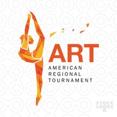 the logo for an american regional tournament, featuring a woman doing yoga in orange and white