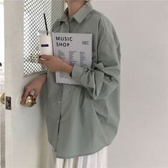 Moon City, Oversized Blouse, Loose Shirts, Loose Blouse, Women Sleeve, 가을 패션, Grey Shirt, Outfit Casual, Look Fashion