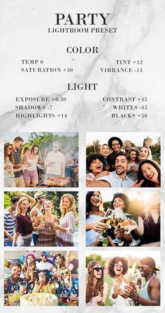 a flyer for a party with photos and text