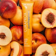 Nada melhor pro seu Verão, do que ter uma BE YOU na mão! #Verão #Summer #BeYou #peach #fruit Peach Fruit, Pure Happiness, Whitening Toothpaste, Oral Care, Toothpaste, Fruit, Pure Products, Design