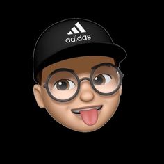 an emoticure of a man wearing glasses and a hat with the adidas logo on it