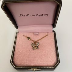 Juicy Couture Original, Vintage New In Box With Tag Butterfly Necklace Yjru4013 Length: 19 In Xo Necklace, Charm Holder Necklace, Pink Heart Necklace, Juicy Couture Necklace, Couture Necklace, Necklace Butterfly, Flower Charm Necklace, Juicy Couture Charms, Chunky Chain Necklaces