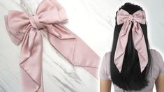 Satin Bow Tutorial, Satin Bow Diy, Hair Ribbons Diy, Hair Bows Diy Ribbon, Hair Bow Video, Satin Hair Bow, Hair Ties Diy, Diy Hair Accessories Ribbon, Make A Bow