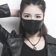 Item: Face Mask/ Face CoveringStraps: Goes around earsSize: Adjustable - AdultThickness (thinnest being a 1): ?/10 Breathability (most breathable being a... Leather Face Mask, Leather Face, Trendy Face Masks, Cute Face Mask, Leather Mask, Face Mask Black, Face Mask Fashion, Mouth Mask, Fashion Face Mask