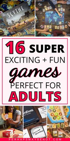 kids playing games with text overlay that reads 16 super exciting and fun games perfect for adults