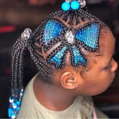 Hairstyles Heart Braid Styles, Hairstyles With Bows, Black Toddler Hairstyles, Girls Updo, Bow Braid, Black Kids Braids Hairstyles, Tan Skin Blonde Hair, Heart Braid, Blue Hair Bows