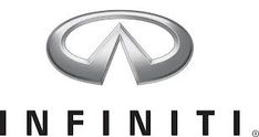 the infiniti logo is shown on a white background with black letters and an image of