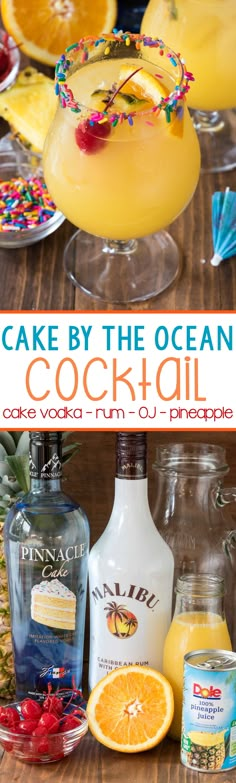 Cake by the Ocean Cocktail made with Cake Vodka, Coconut Rum, Orange and Pineapple Juices! You can whip up a pitcher of these in less than 5 minutes! Ocean Cocktail, Cake By The Ocean, Cake Vodka, Cocktail Cake, Drink Party, Party Drinks Alcohol, Drinks Alcohol, Jello Shots