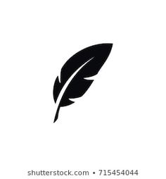 a black and white logo with a feather quill on the bottom right hand corner