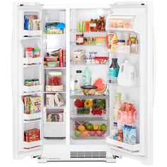 an open refrigerator filled with lots of food