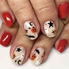 77 Short Halloween Nails: Cute, Simple, And Acrylic Designs To Try 3 Jelly Stickers, Red Ombre Nails, Nails Short Square, Short Fake Nails, Cute Halloween Nails, Alcohol Wipes