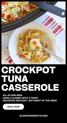 the recipe for crockpot tuna casserole is shown