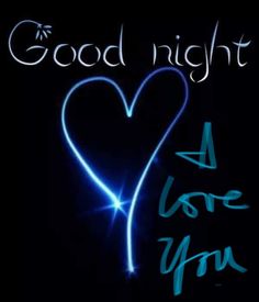 a blue neon heart with the words good night