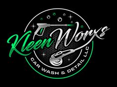 the logo for neon waves car wash and detailing, which has been designed to look like it