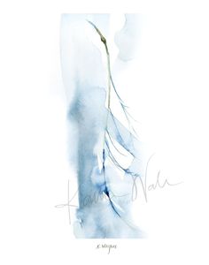 a watercolor painting of a tree branch