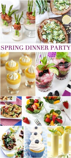 a collage of pictures with different foods and desserts in them, including fruit