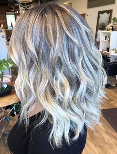 Gray Hair With Platinum Highlights, Hair With Grey Highlights, Blonde Hair With Grey Highlights, Icey Blonde, Silver Hair Highlights, Ashy Hair, Grey Blending, Platinum Hair Color, Blonde Hair Colour