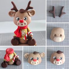 there are many different pictures of the same toy in this photo, and it looks like they have been made out of clay