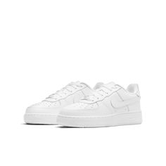 SALUTE TO A LEGEND. This is what legends are made of. The Nike Air Force 1 LE brings back the ’82 hardwood icon into an everyday style in all-white or all-black. The durability, feel and Air are still there for those who love a classic. Real and synthetic leather are durable and easy to clean. Hidden Air-sole unit provides classic cushioning. Rubber sole brings durable traction. More Details Cupsole construction Perforations on toe Zapatillas Nike Air Force, Tenis Air Force, White Air Forces, Nike Models, Sports Trainers, Air Force Ones, Air Force 1 Low, Casual Sport Shoes, Nike Store